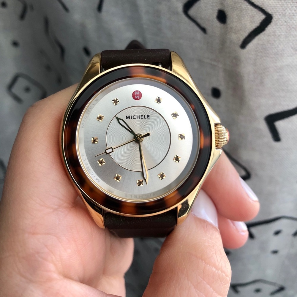 Michele Cape Brown Tortoise Shell Silicone Watch